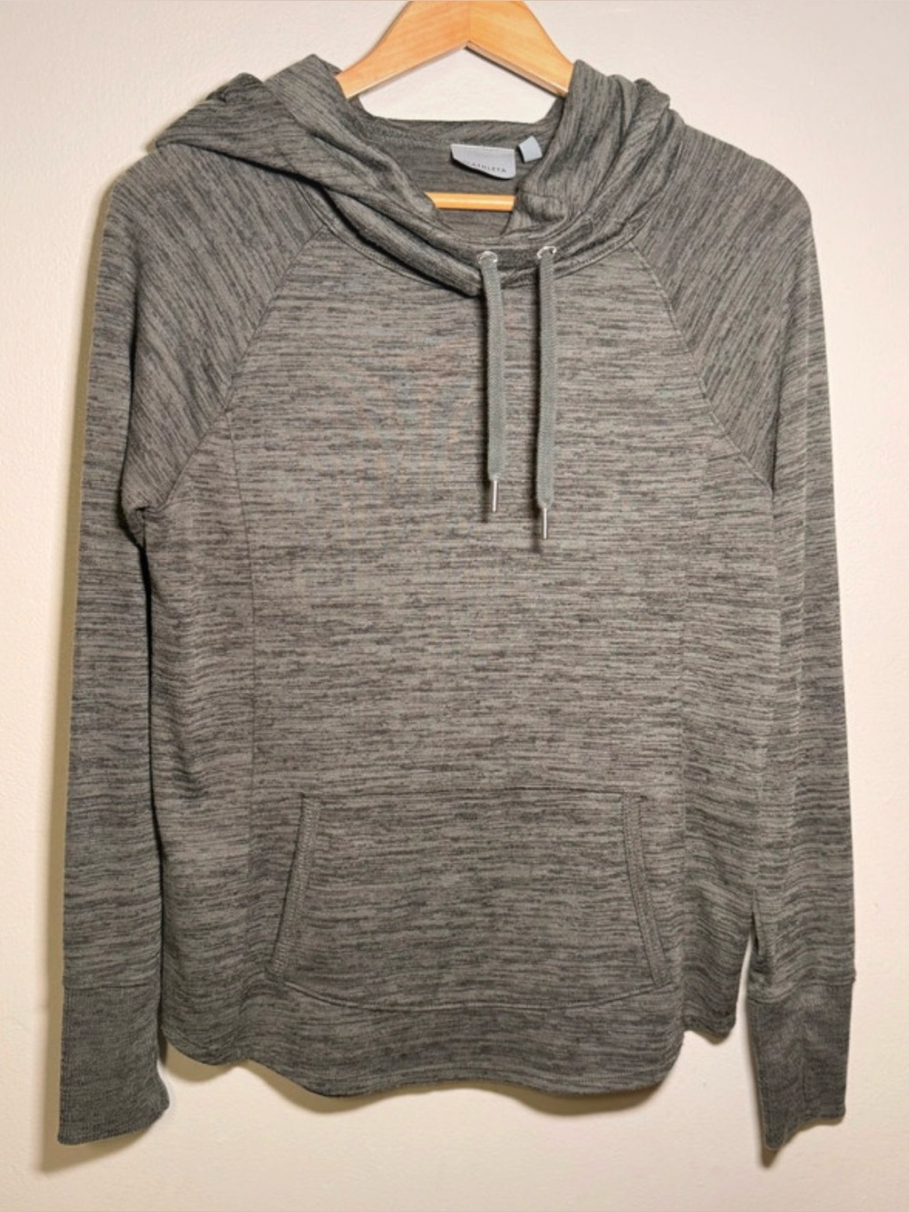 Athleta Techie Sweat Hoodie Women’s Small Gray Heather Cowl Neck Pullover